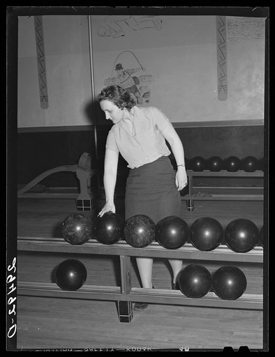 Girl in bowling alley. Clinton, Indiana