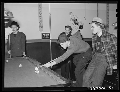 High school students playing pool. Clinton, Indiana