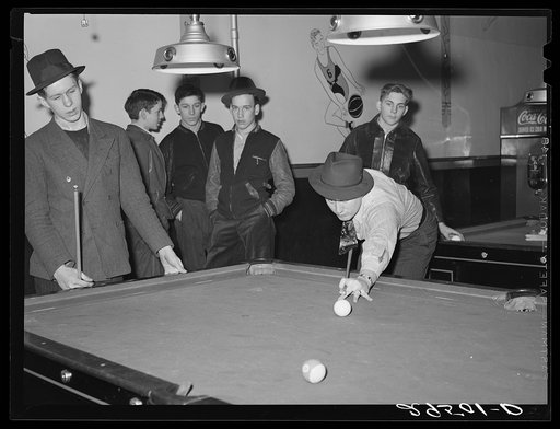 Boys in pool parlor. Clinton, Indiana