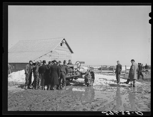 Untitled photo, possibly related to: Farmers at Zimmerman auction near Hastings, Nebraska