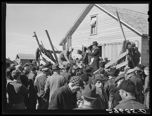 Untitled photo, possibly related to: Auctioning farm equipment at Zimmerman farm near Hastings, Nebraska