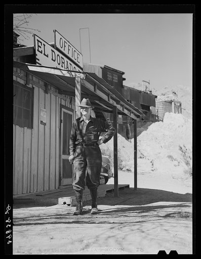 Untitled photo, possibly related to: Gold mine office. El Dorado Canyon, Clark County, Nevada
