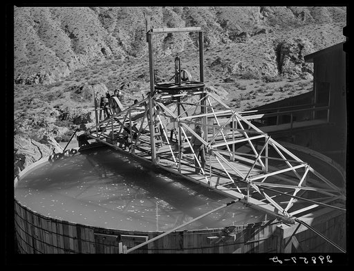 Tank used in purifying gold and silver ore. El Dorado Canyon, Clark County, Nevada