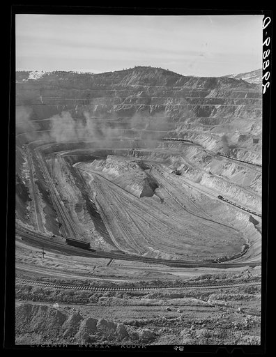 Pit from which copper ore is extracted. One of the largest manmade holes in the earth. Ruth, Nevada