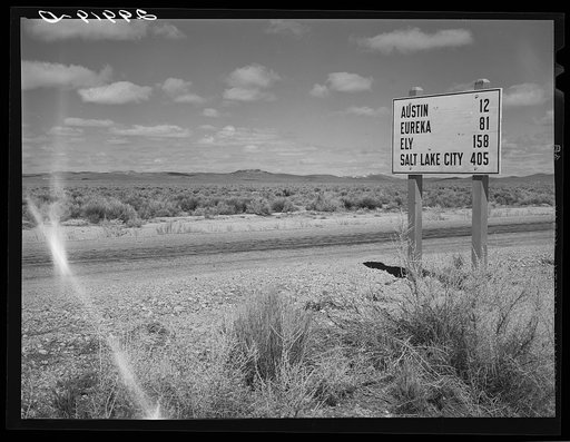 Untitled photo, possibly related to: Road through desert. Lander County, Nevada