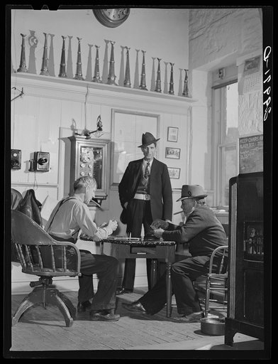 Playing cards in firehouse. Carson City, Nevada