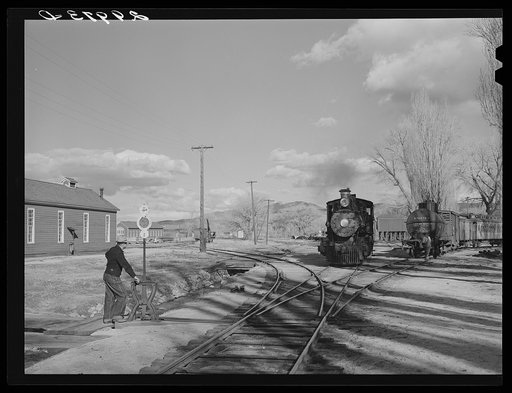 Operating switch at railroad station. Carson City, Nevada