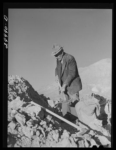 Untitled photo, possibly related to: Rocky Mountain George, old prospector, at his diggings. Esmeralda County, Nevada