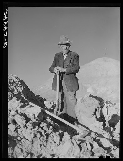Untitled photo, possibly related to: Rocky Mountain George, old prospector, at his diggings. Esmeralda County, Nevada
