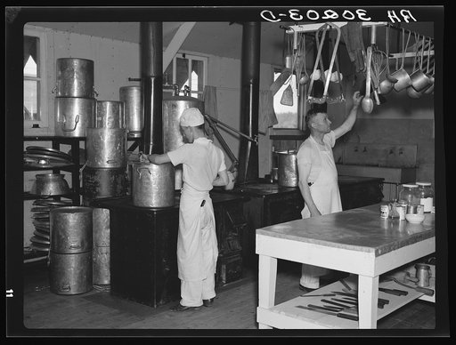 Kitchen in the resettlement camp on the Black River Falls land use project. Wisconsin