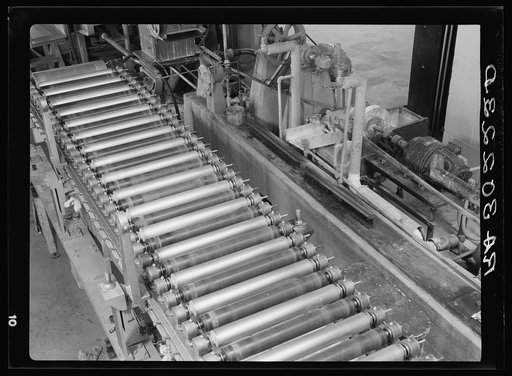 Fourdinier rolls on paper machine. Forest Products laboratory, Madison, Wisconsin