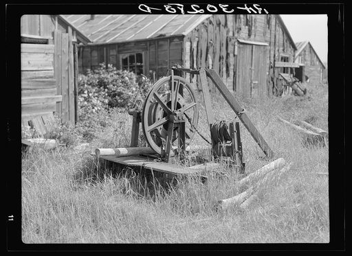 Old log hoist in abandoned lumber camp. Gemmel, Minnesota