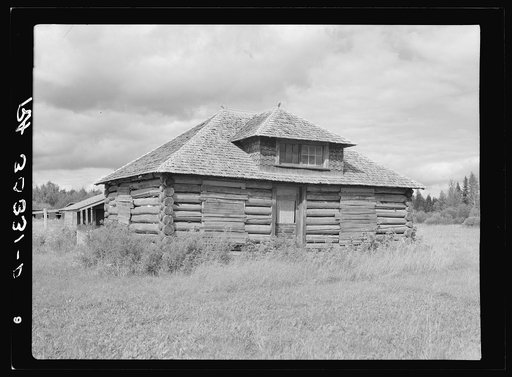 Abandoned log cabin near Gheen, Minnesota