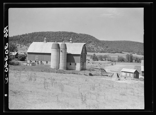 Barn and silos on farm in western Wisconsin