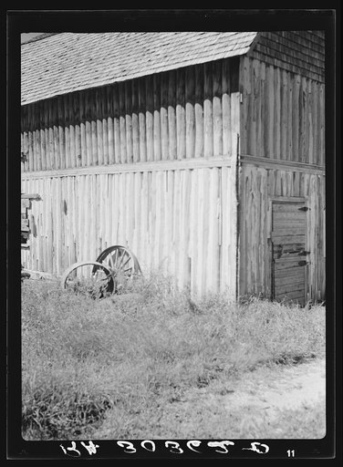 Untitled photo, possibly related to: Detail of log barn. Ericsburg, Minnesota