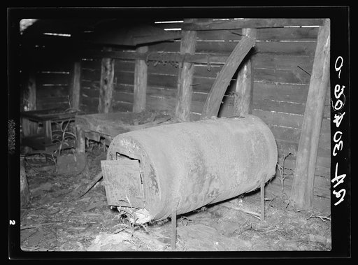 Remains of wood heater used in former lumber camp at Craigville, Minnesota