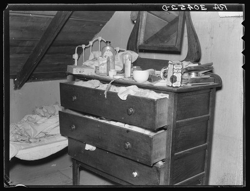 Dresser in farmhouse. Williams County, North Dakota