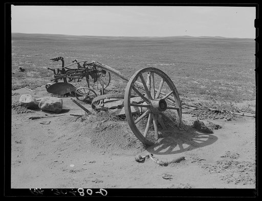 Idle and broken machinery on farm of E. Gorder. Williams County, North Dakota