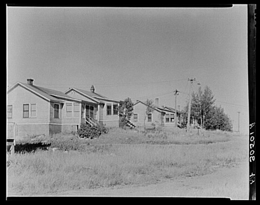 Abandoned houses once occupied by miners at Babbitt, Minnesota. A few are now occupied by workmen who keep the plant in repair