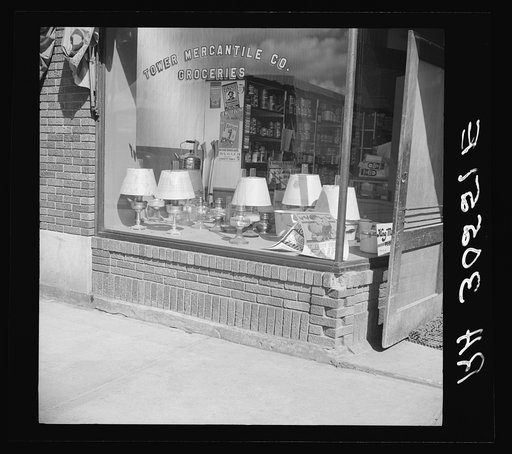 Store window. Tower, Minnesota