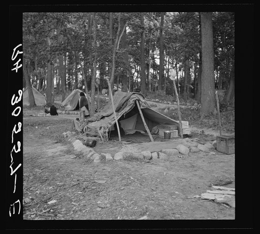 Tent of Indian blueberry picker. Littlefork, Minnesota