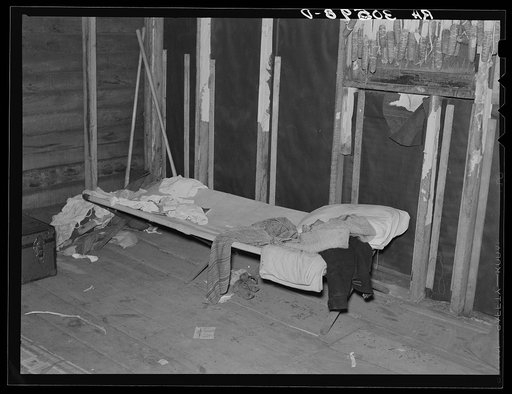 Interior of sugar beet worker's shack near Chaska, Minnesota
