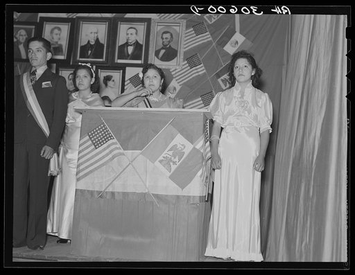 Girl speaking at the Mexican Independence Day celebration. Saint Paul, Minnesota