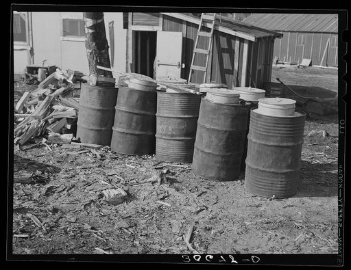 Water cans supplied by the state to be used in the woods near Effie, Minnesota