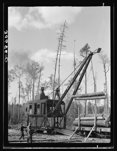 Loading logs onto railroad car near Effie, Minnesota
