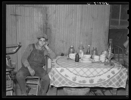 Mexican beet worker in his home near East Grand Forks, Minnesota