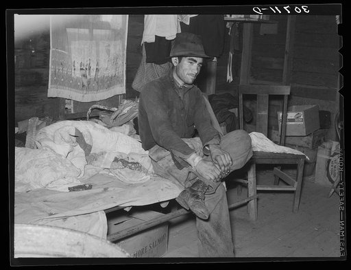 Mexican beet worker in his shack near East Grand Forks, Minnesota