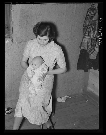 Undernourished three-months old baby of Nels Birkeland. Near Williston, North Dakota