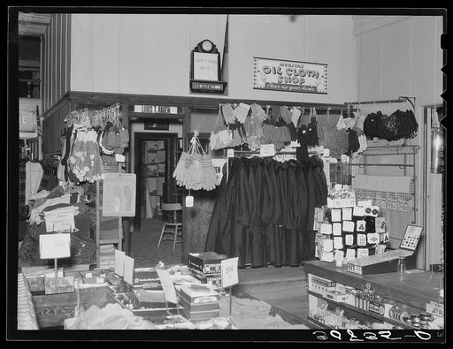 Interior of general store. Ray, North Dakota