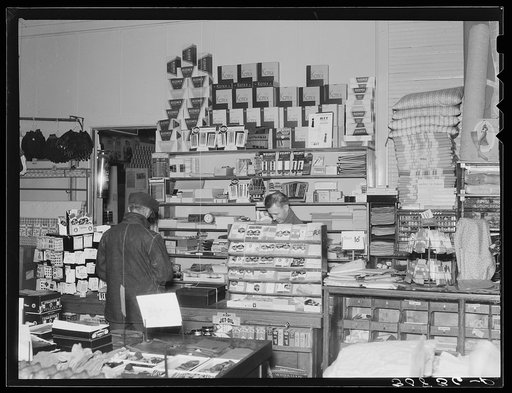 Interior of general store. Ray, North Dakota