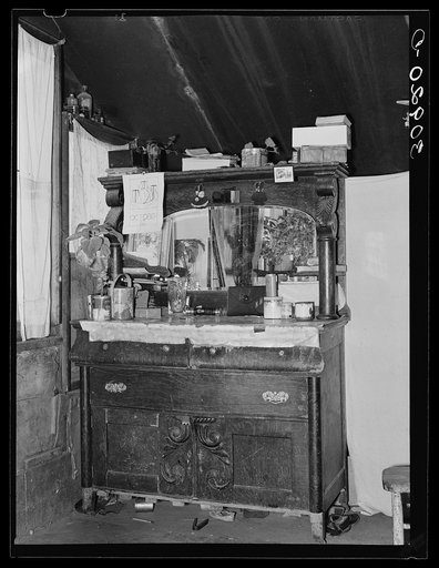 Dresser in home of John Harshenberger [i.e. Harshbarger], Mennonite farmer. Sheridan County, Montana