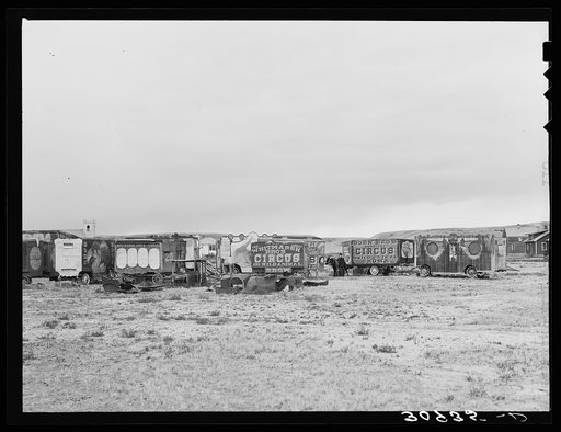 Circus wagons made by Mr. Whitmarsh. Alger [i.e. Archer], Montana