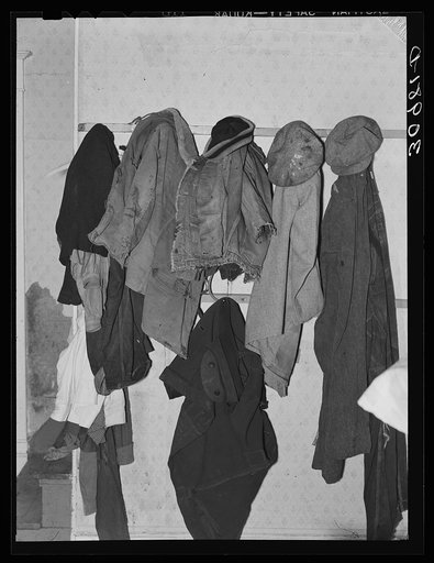 Clothes in home of Carl Thorson, former farmer, now living in Crosby, North Dakota