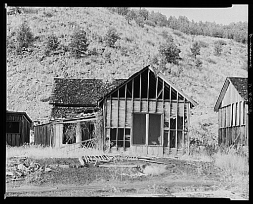 Abandoned house in ghost town of Cambria, Wyoming