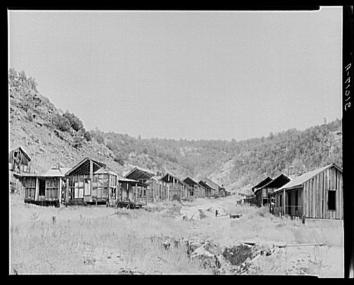 Row of cottages in old coal mining town. Cambria, Wyoming