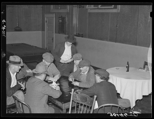 Card game in Plentywood saloon. Montana