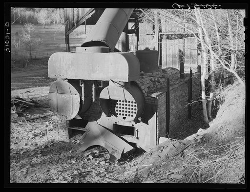 Old boiler at the Hardin mine near Two Bit Creek, near Deadwood, South Dakota