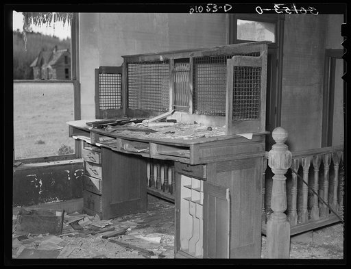 Counter of main mining office at old town of Two Bit Creek, near Deadwood, South Dakota