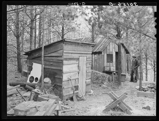 Shack of old gold prospector. Two Bit Creek, near Deadwood, South Dakota