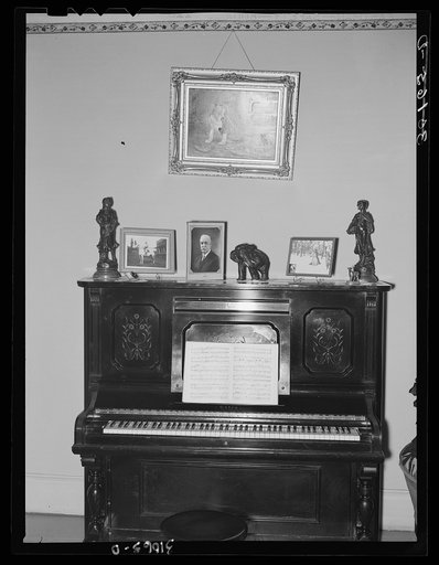 Piano and decoration in house. Two Bit Creek, near Deadwood, South Dakota