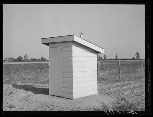 Southeast Missouri Farms. Privy on new farm unit. La Forge project, Missouri