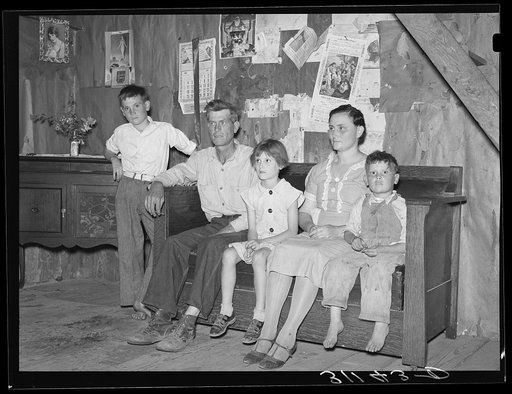 Southeast Missouri Farms. Sharecropper family in shack home near La Forge, Missouri