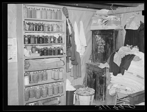 Southeast Missouri Farms. Crowded conditions in sharecropper's shack. La Forge, Missouri