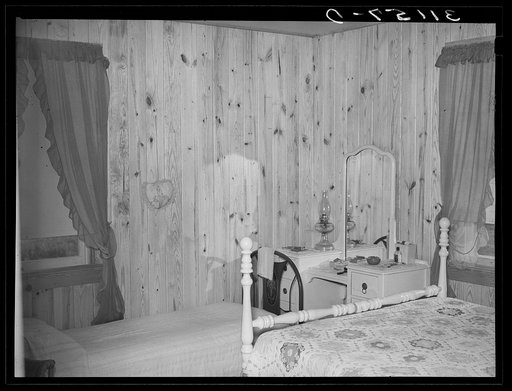 Southeast Missouri Farms. Corner of bedroom in new home. La Forge project, Missouri