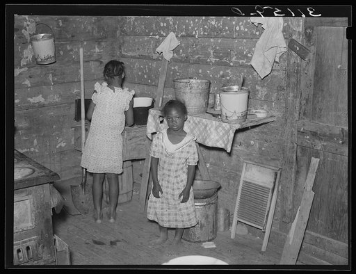 Southeast Missouri Farms. Corner of kitchen of sharecropper's shack near La Forge project, Missouri