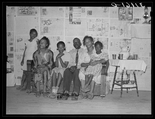 Southeast Missouri Farms. Negro sharecropper family in home from which they are to be moved. La Forge project, Missouri
